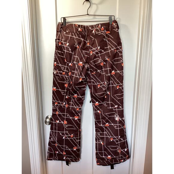 Spyder womens  Geometric Print Pockets Snow Ski Pants Snowboarding Brown Size 10 - Picture 6 of 12